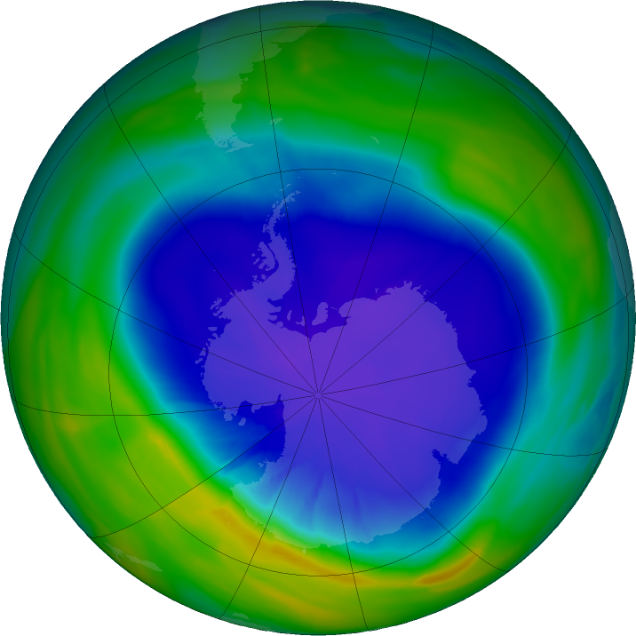 Antarctic ozone map for 22 September 2022